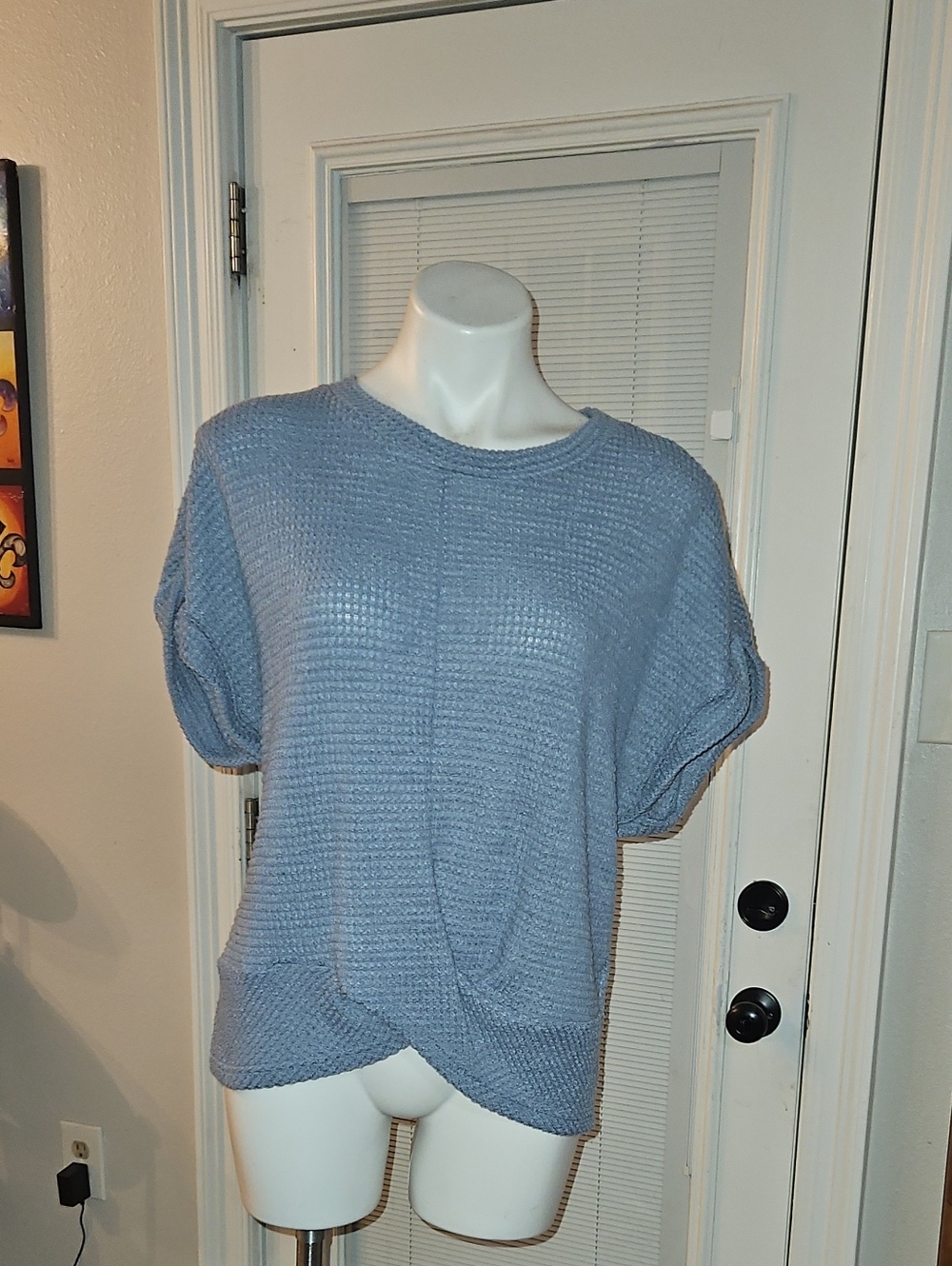 Source Unknown Light Blue Knit Short-Sleeve Pullover